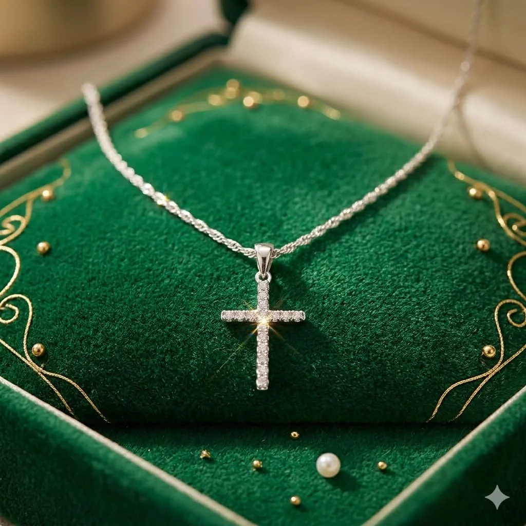 Cadena con Dije de Cruz en Plata