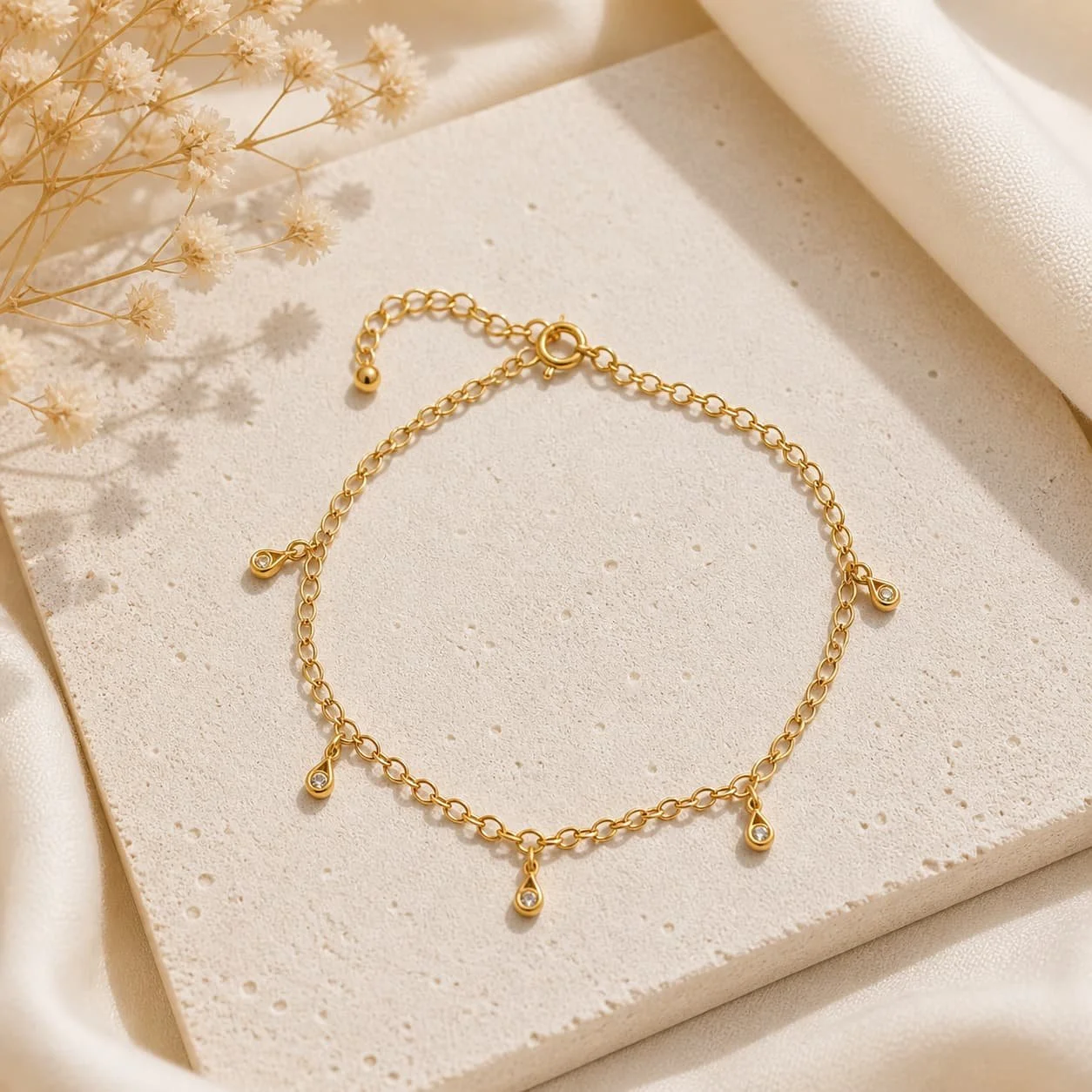 Tobillera Elegante de Oro Laminado 18k