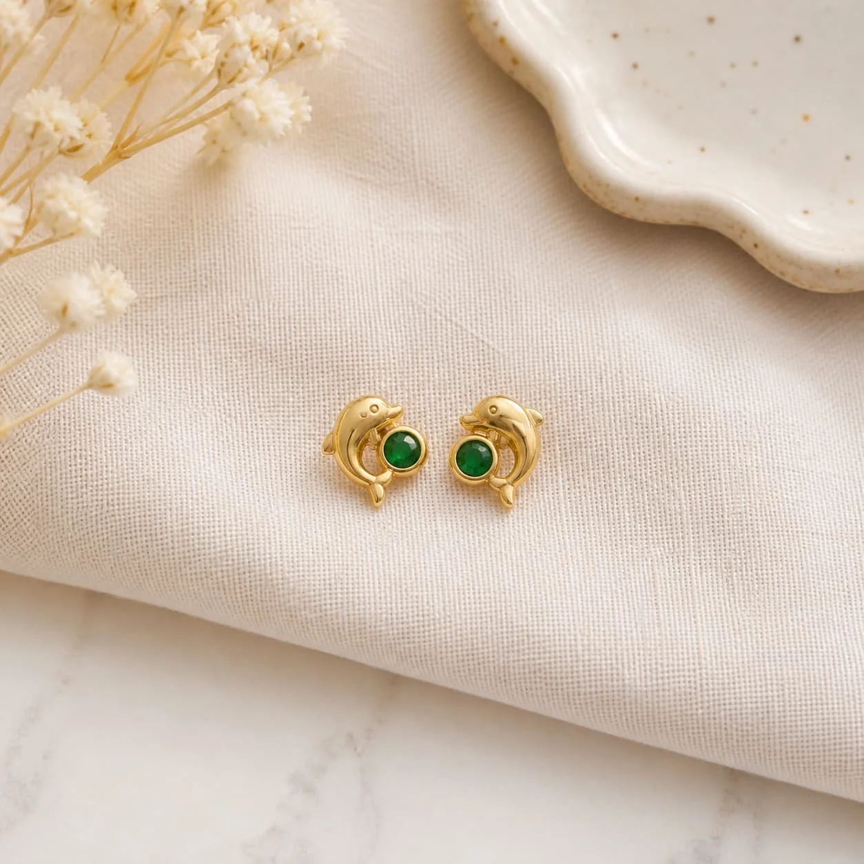 Topos Delfines en Oro Laminado de 18k