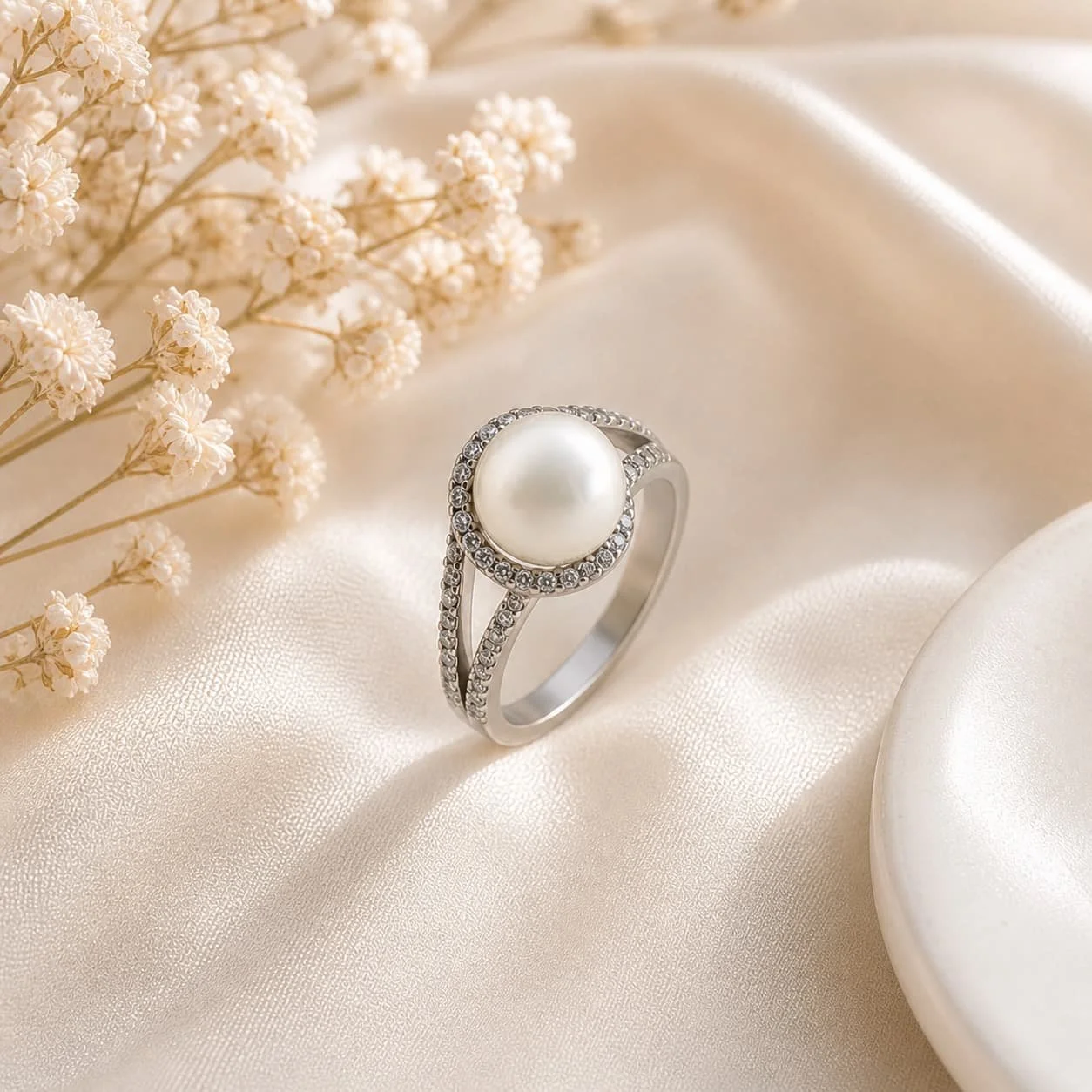 Anillo de Plata con Perla - Talla 6 1/2