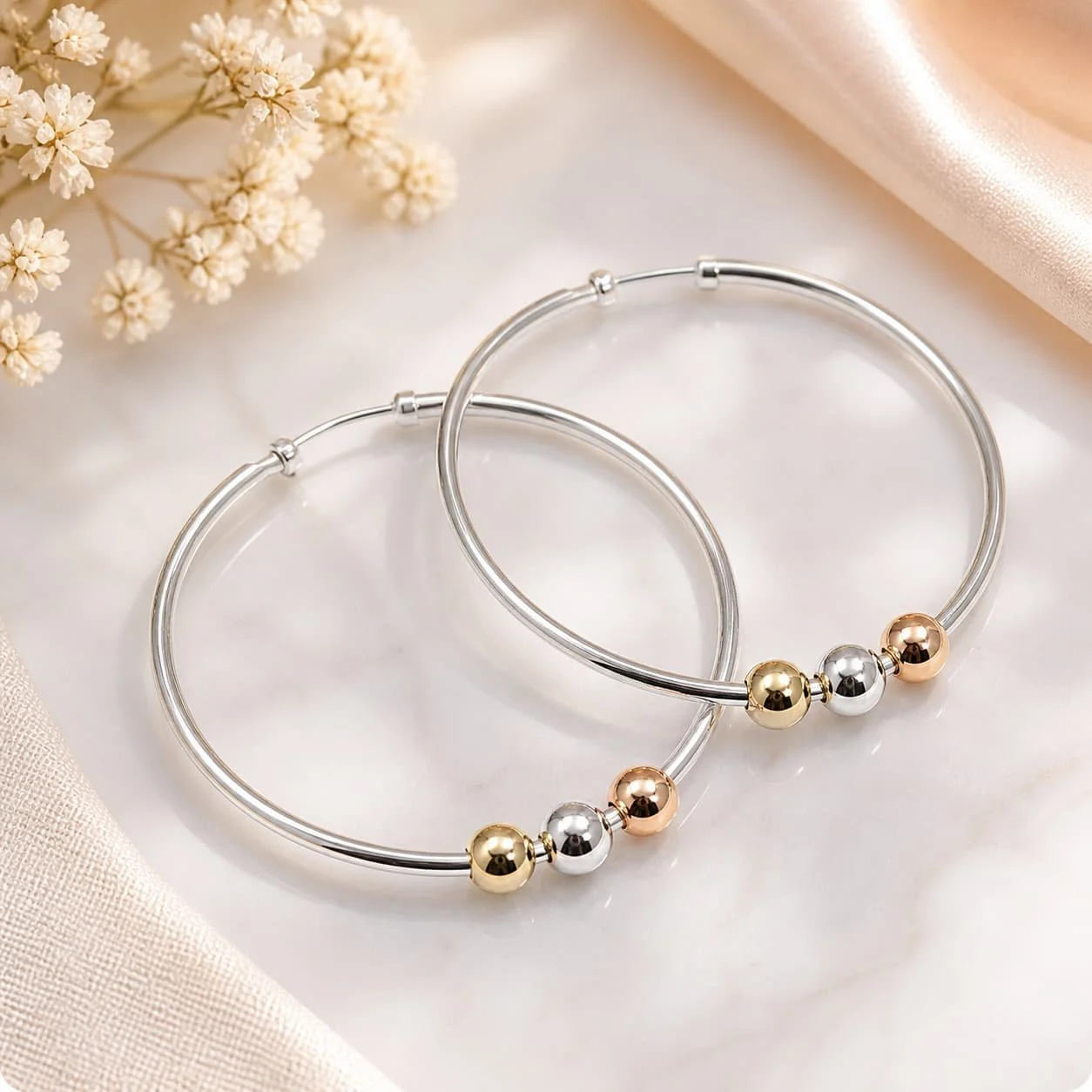 Candongas de Plata con Detalles en Oro