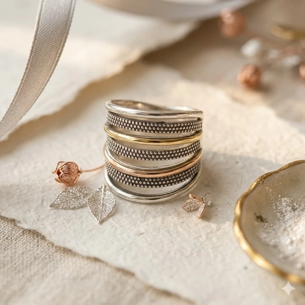 Anillo Ajustable en Plata y Oro
