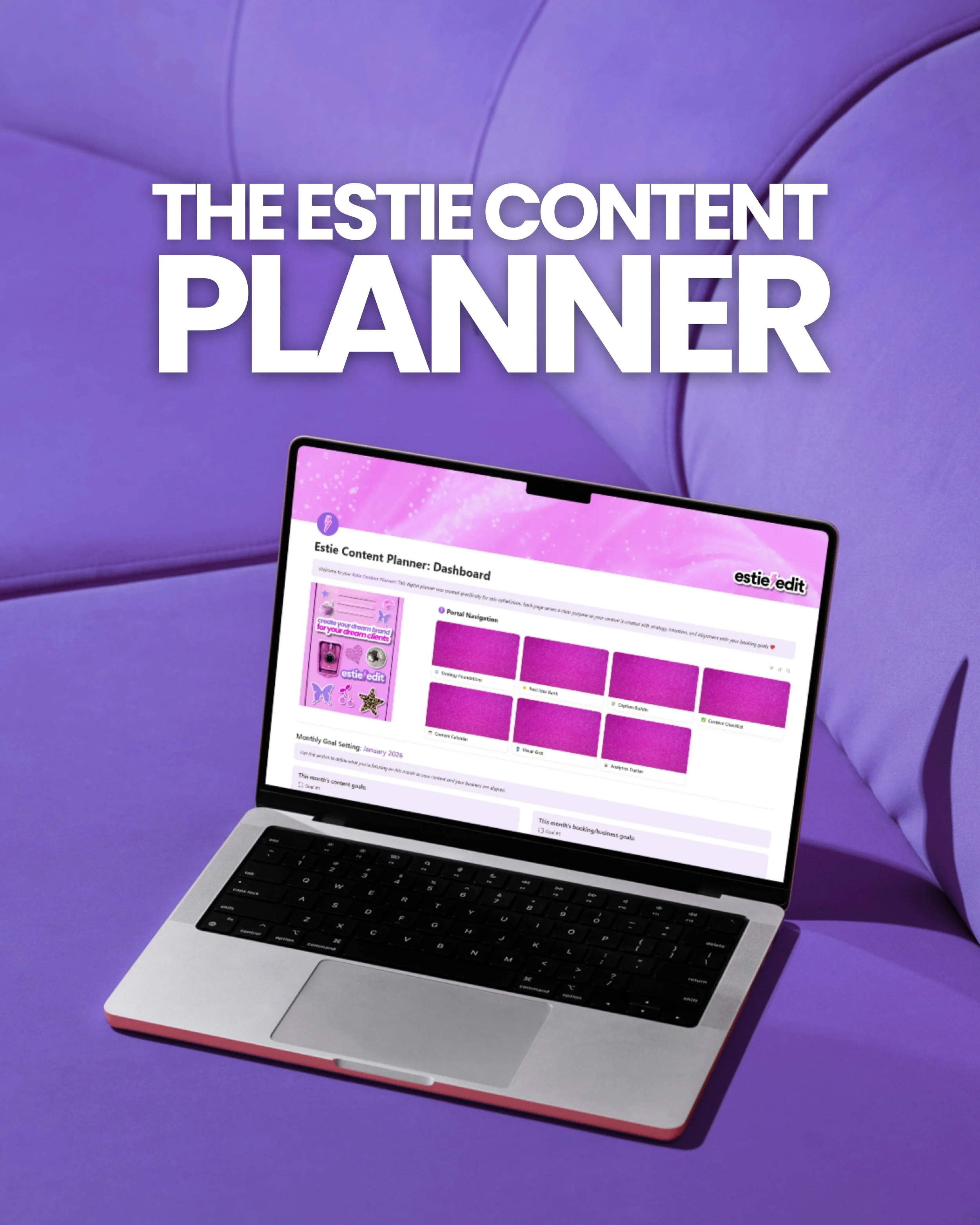 A strategic Notion content planner designed to help solo estheticians plan, organize, and stay consistent on social media without overwhelm.