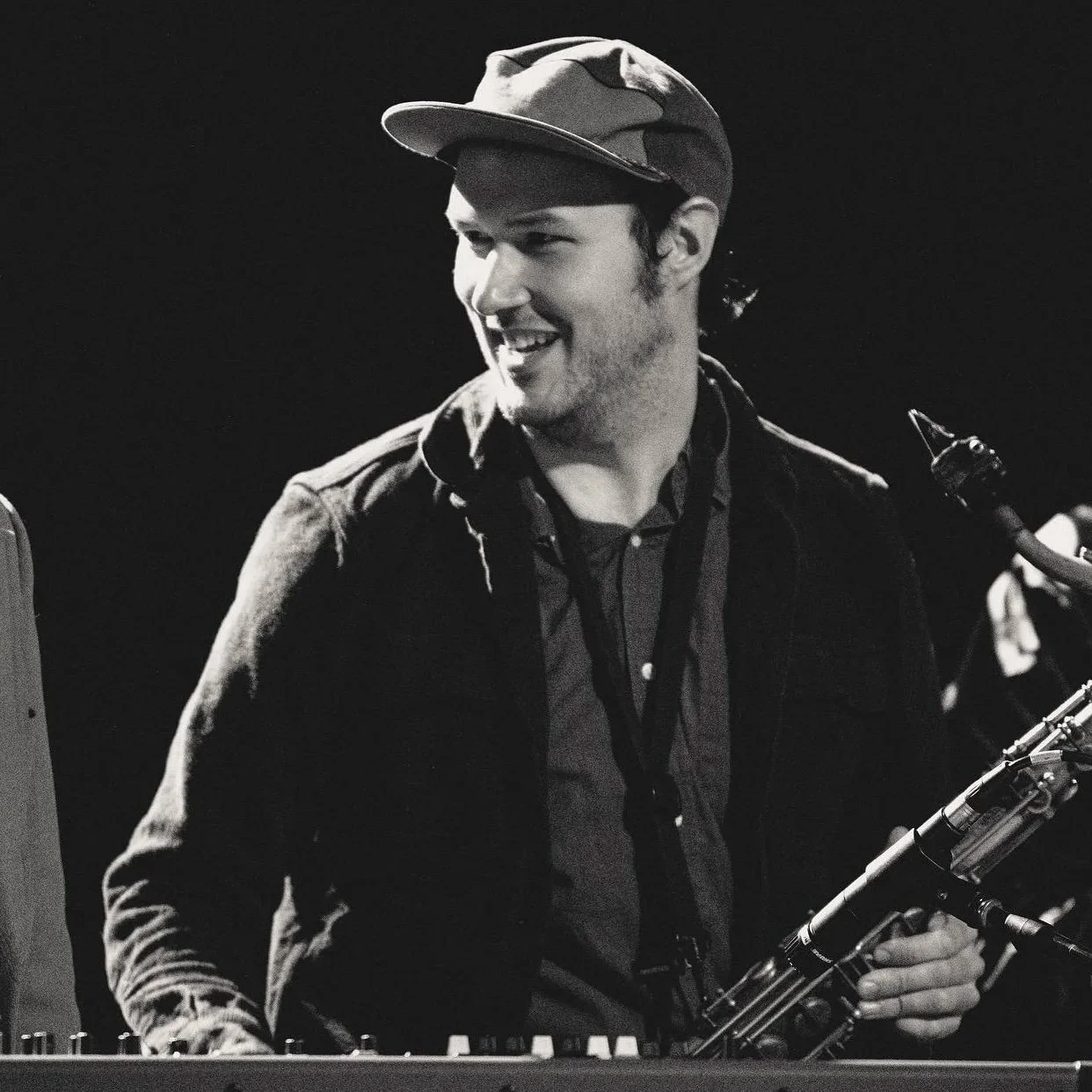 This is a picture of Leon playing keyboard and saxophone with Reb & the Good News