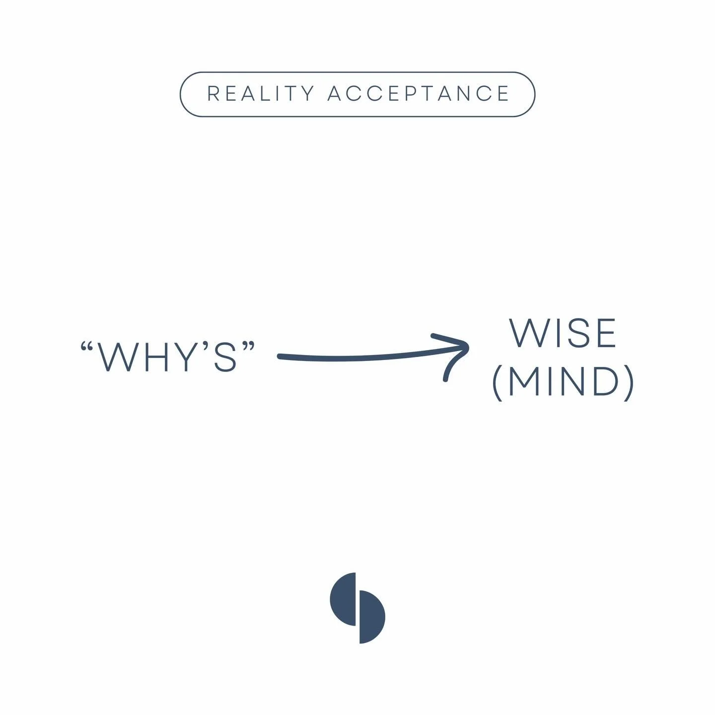 The many skills of DBT can be distilled into brief ideas. Here&rsquo;s one. 

One of the goals of mindfulness practice is to transform our why&rsquo;s (which often stem from judgemental thoughts) into wisemind and effective behaviors. 

#dbtskills #w