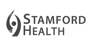 Stamford Health logo with abstract person symbol.