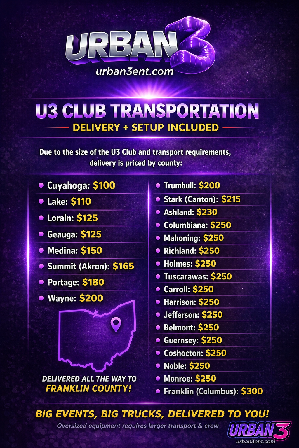 inflatable club transportation prices