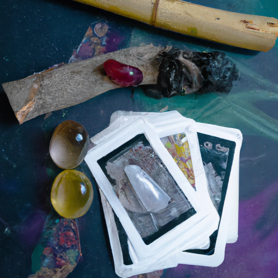 Tarot cards and crystals set out for a ritual for Felicity De Carlo Tarot reader and spiritual coach Melbourne