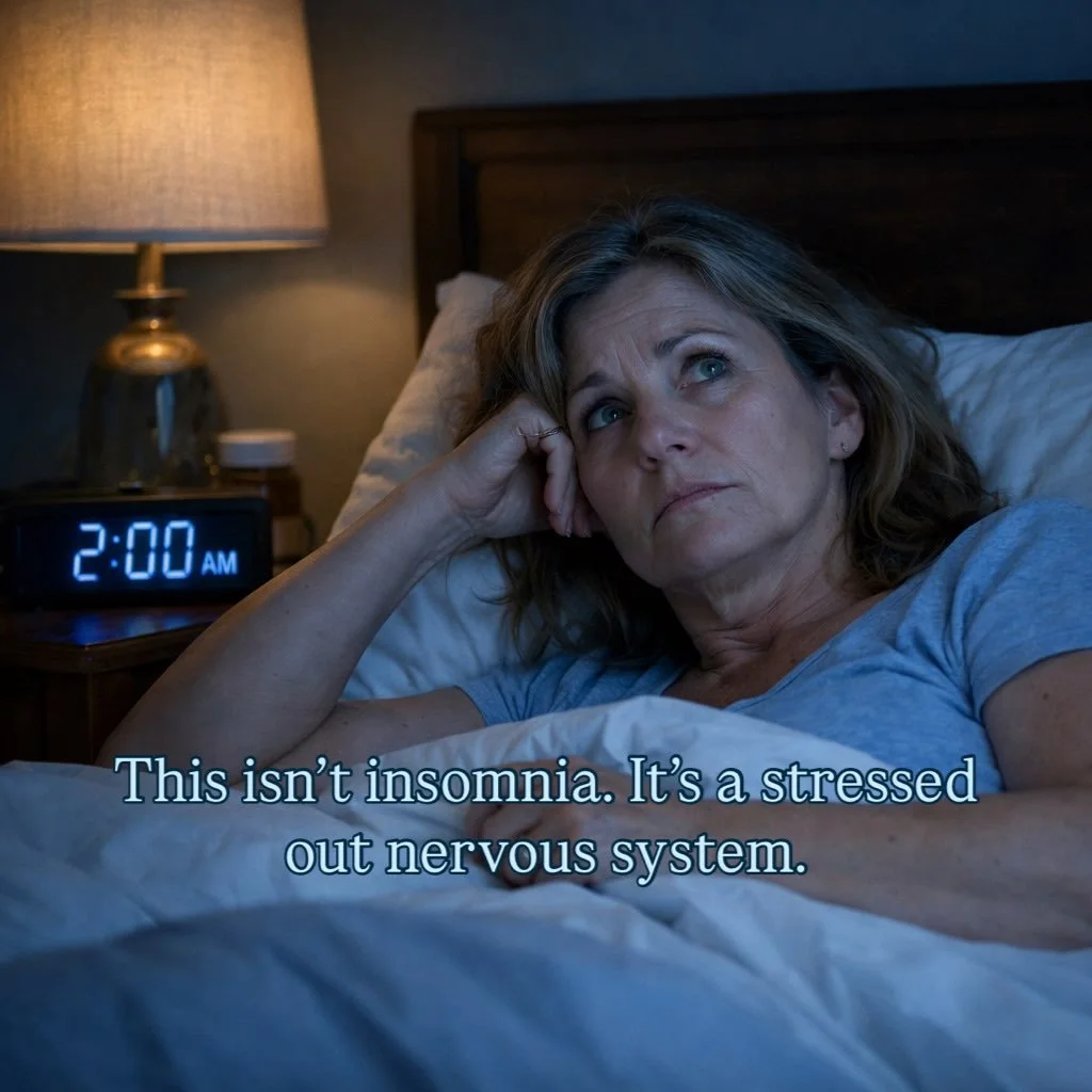 You&rsquo;re not &ldquo;just a bad sleeper.&rdquo;
You&rsquo;re overstimulated.

Chronic stress keeps cortisol elevated longer than it should be. Cortisol is meant to rise in the morning and fall at night. But when you&rsquo;re constantly pushing, wo