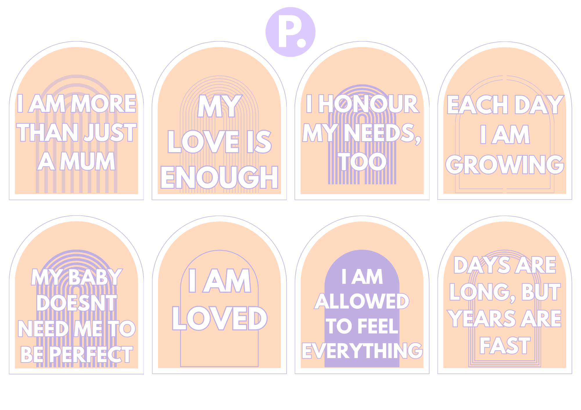 Free printable postpartum affirmation cards for new mothers by PostPartum.