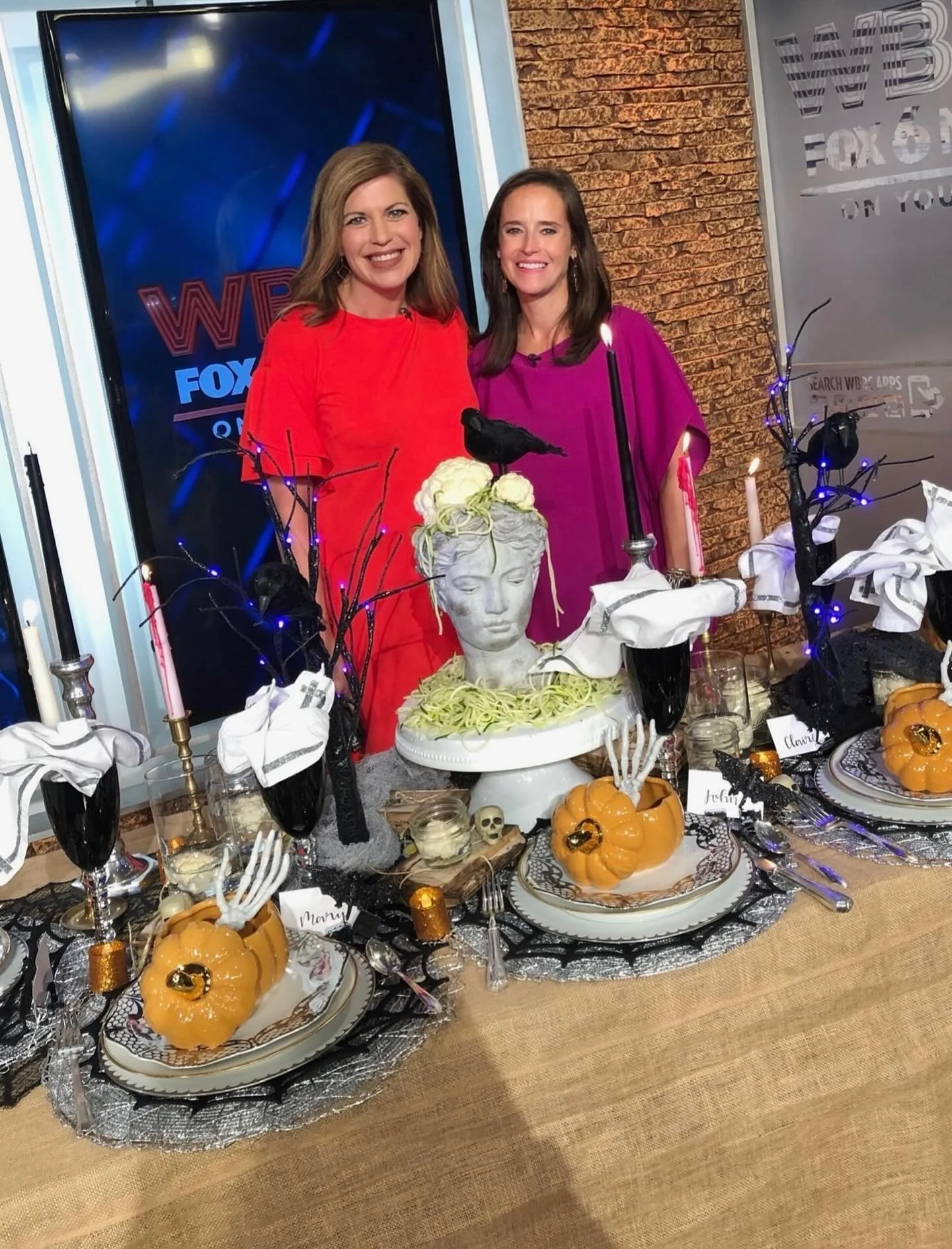 Throwback Thursday to this spooktacular Halloween tablescape with my childhood friend and WBRC Fox 6&rsquo;s Clare Huddleston. Always love bringing a little style (and fright!) to the set.