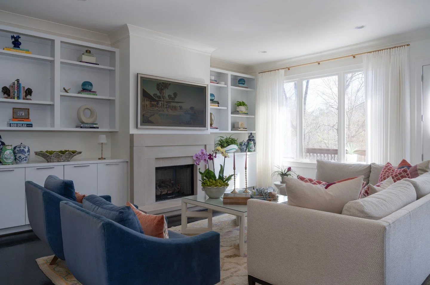 A new home called for pieces designed to fit both the space and the people who live in it. 🏡

Custom upholstery, drapery, pillows, and a coffee table create a tailored foundation, while a colorful antique rug adds warmth and character. Thoughtfully 