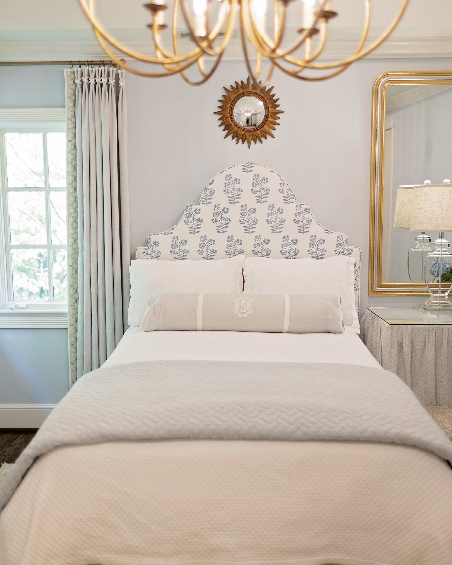 The details are what make a space feel truly personal.

Every element in this bedroom was thoughtfully chosen for the space, including her monogrammed pillow, a subtle Southern touch that makes the room feel even more special. From the hand-blocked f