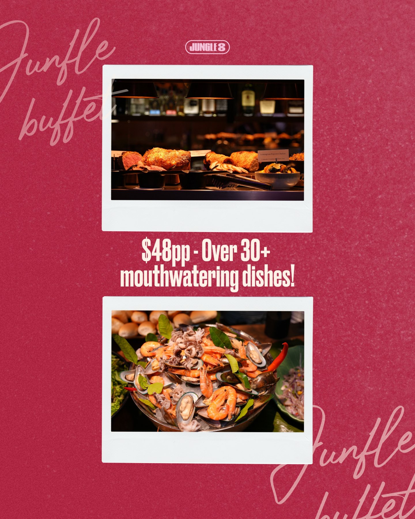 🥢 ALL-YOU-CAN-EAT SUNDAYS at Jungle8! 🌿

✨ $48 per adult | Kids half price | Free parking
Make Sundays your new favourite day with Jungle8&rsquo;s Vietnamese-inspired buffet &ndash; serving up 30+ dishes bursting with bold flavours, tropical vibes,