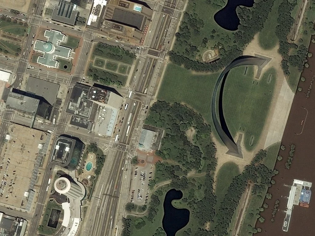 Aerial view of downtown Oklahoma City, Oklahoma, showing the Chesapeake Energy Arena, parks, and surrounding city streets.
