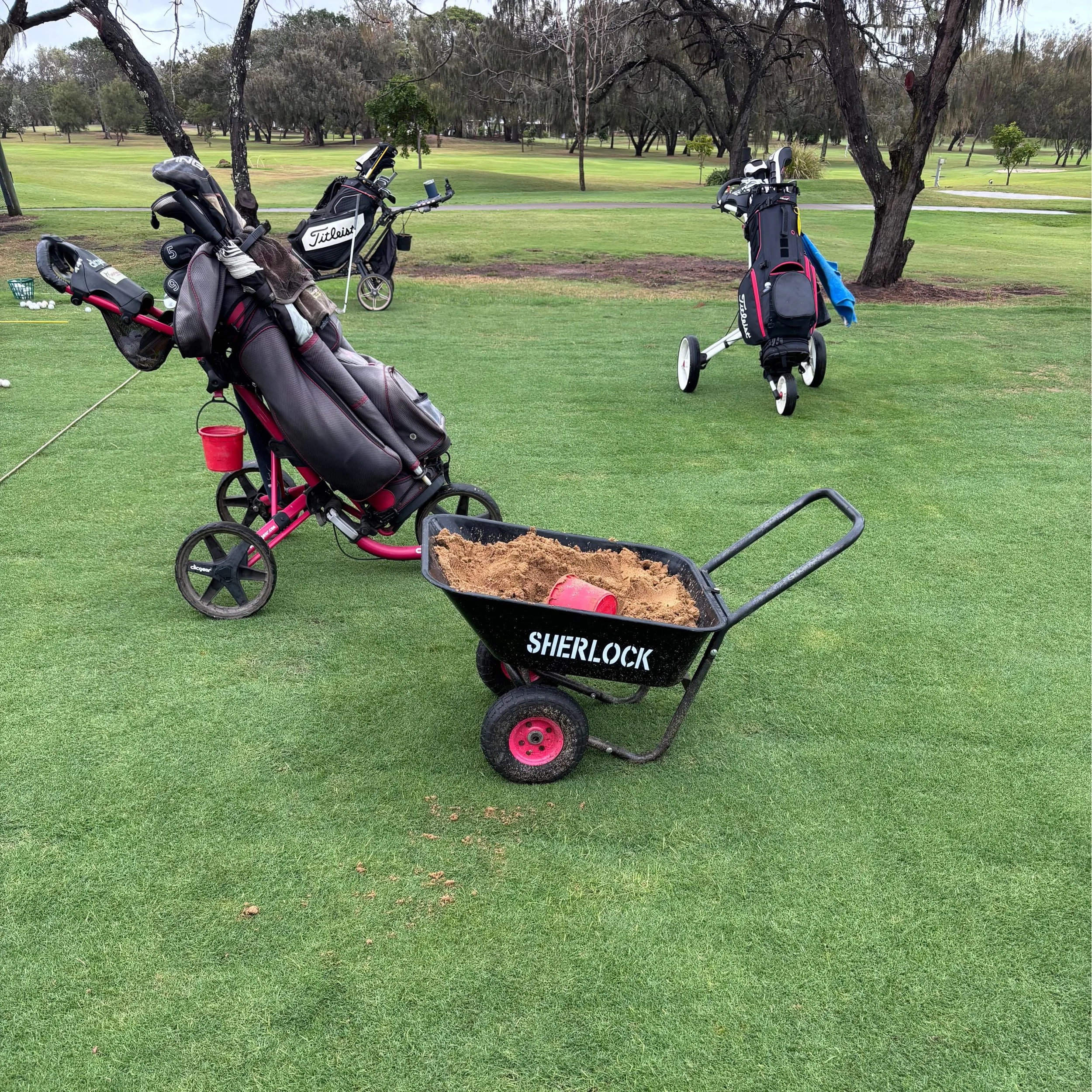 Sherlock&rsquo;s 45L Steel Tray Cart spotted out on the golf course last week 👀⛳️

#SherlockWheelbarrows
