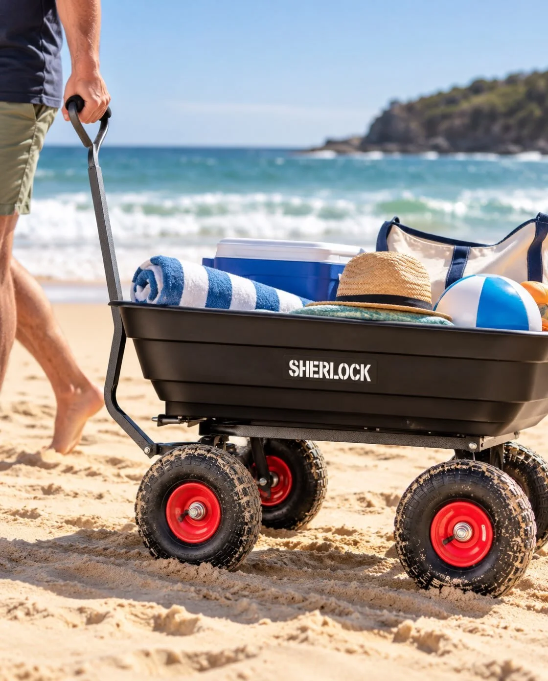 Warmer weather ahead means it&rsquo;s time to prepare for beach days ☀️

Bring along our 67L Poly Cart as a caddy for all your beach essentials, for an effortless, easy day out 💪

Available at @bunnings (BBGC75) 🧰

#SherlockWheelbarrows