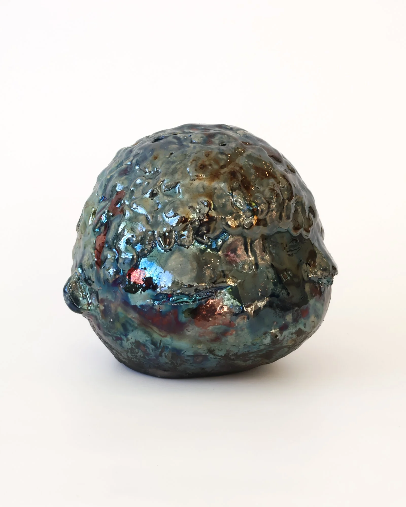 Dreaming boy, 2026. raku fired ceramic. 5.5 x 6 x 5.5 in.