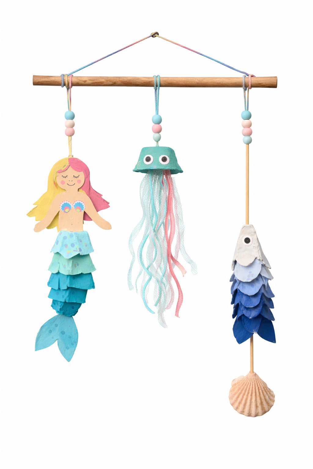 Egg Carton Mermaid Mobile