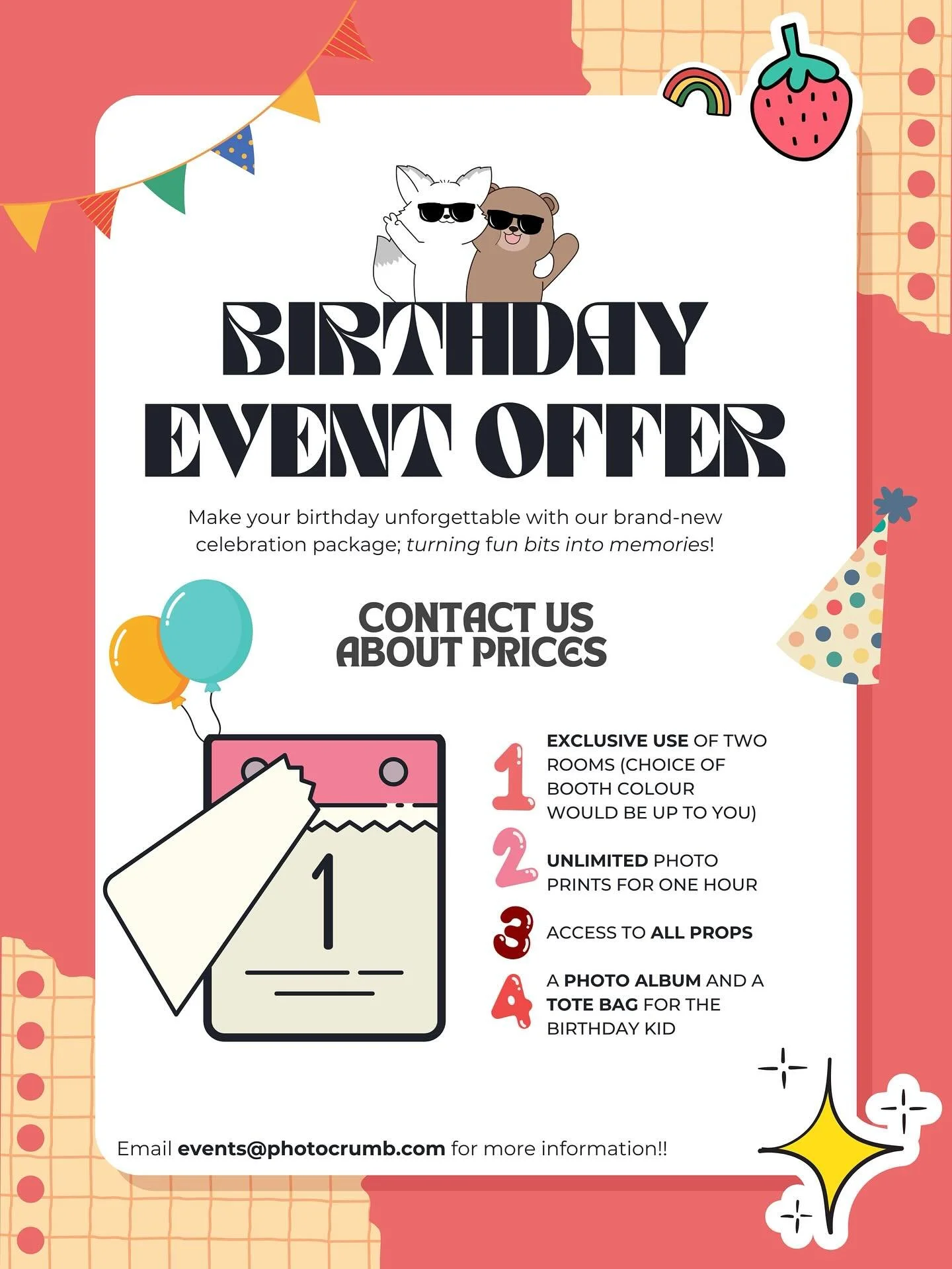 #happybirthday🎂

Looking for the cutest way to celebrate a birthday? Our brand-new Birthday Event Offer is here &mdash; packed with fun, photos, and memories that last!

You get:
Exclusive use of 2 photo booth rooms (choose from blue, pink, white an