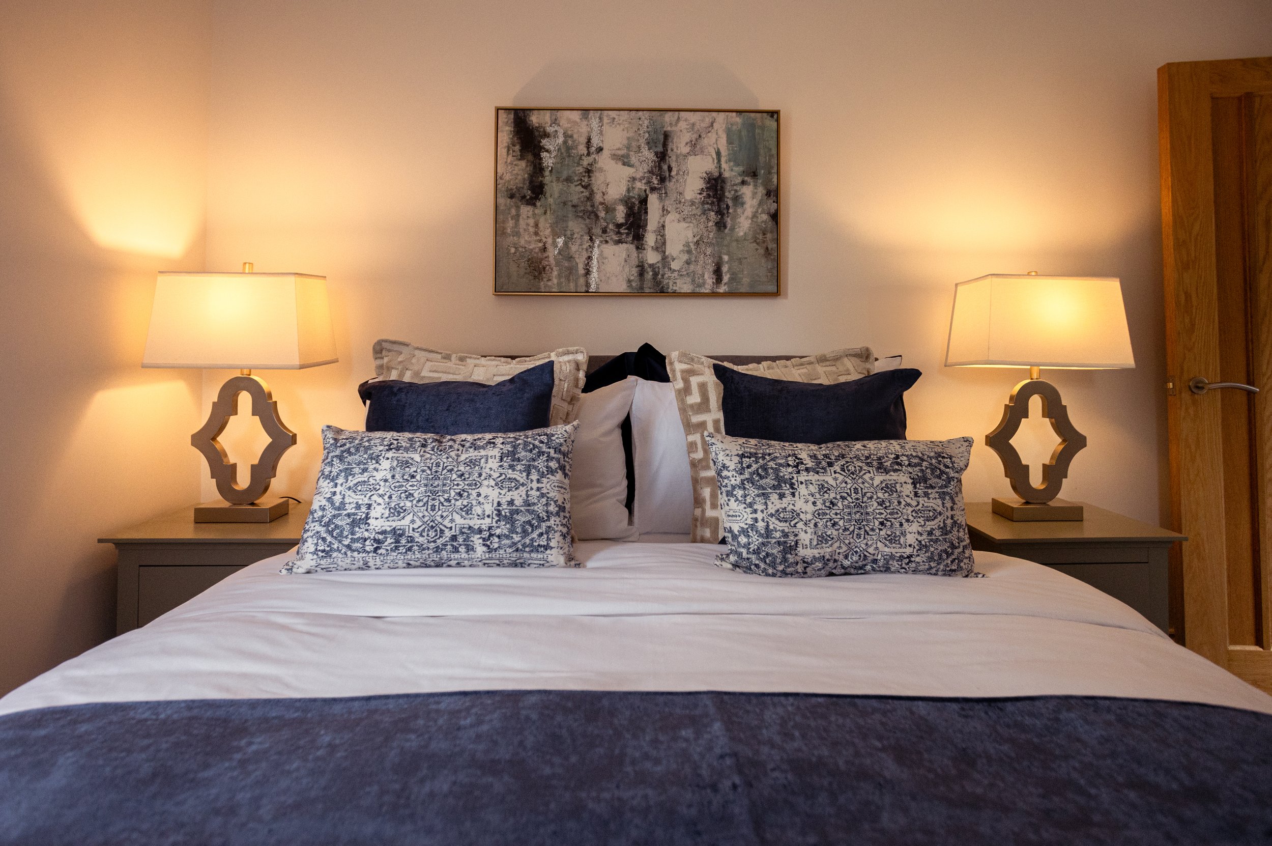 Luxury one bedroom suite with double bed and elegant furnishings at Dovecottery Betley Court holiday rental
