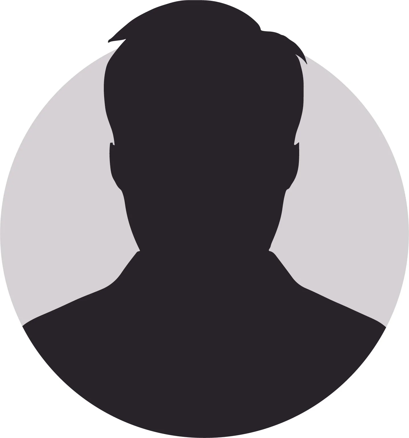 Silhouette of a person's head and shoulders against a light gray circular background.