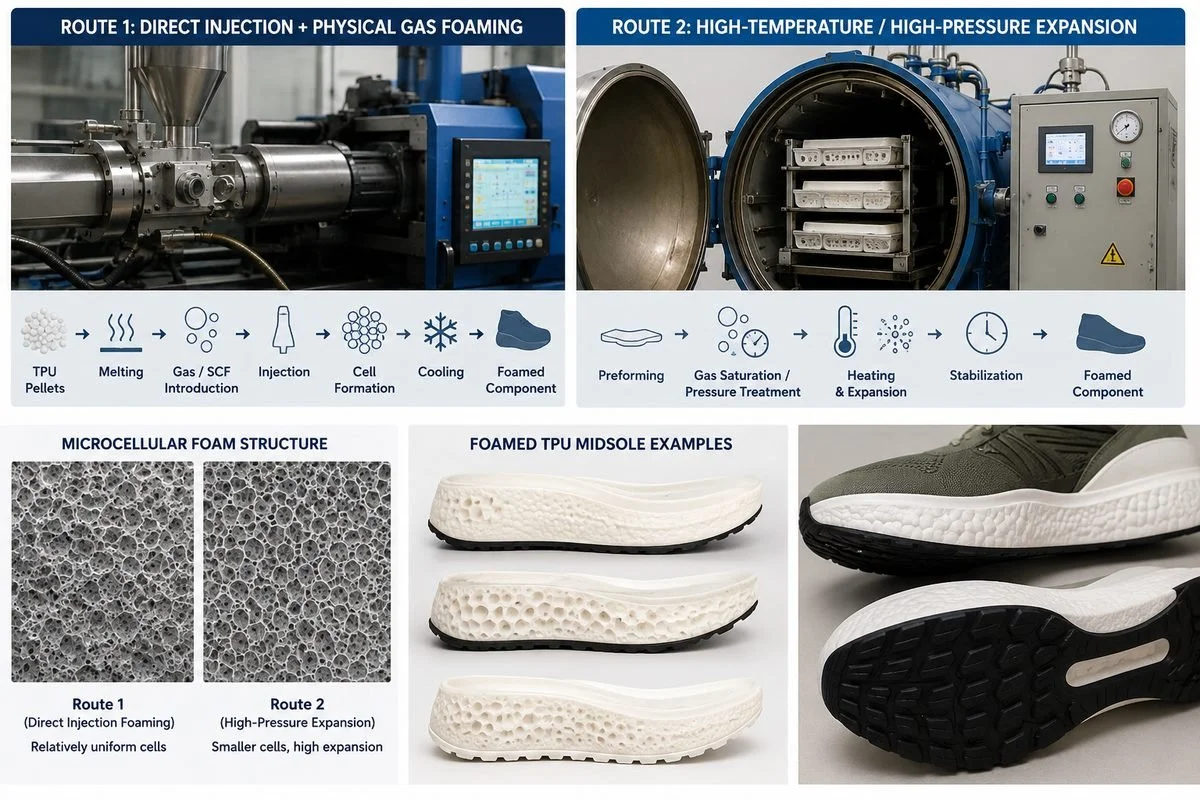 TPU Foaming for Footwear: Direct Injection vs. Autoclave Foaming