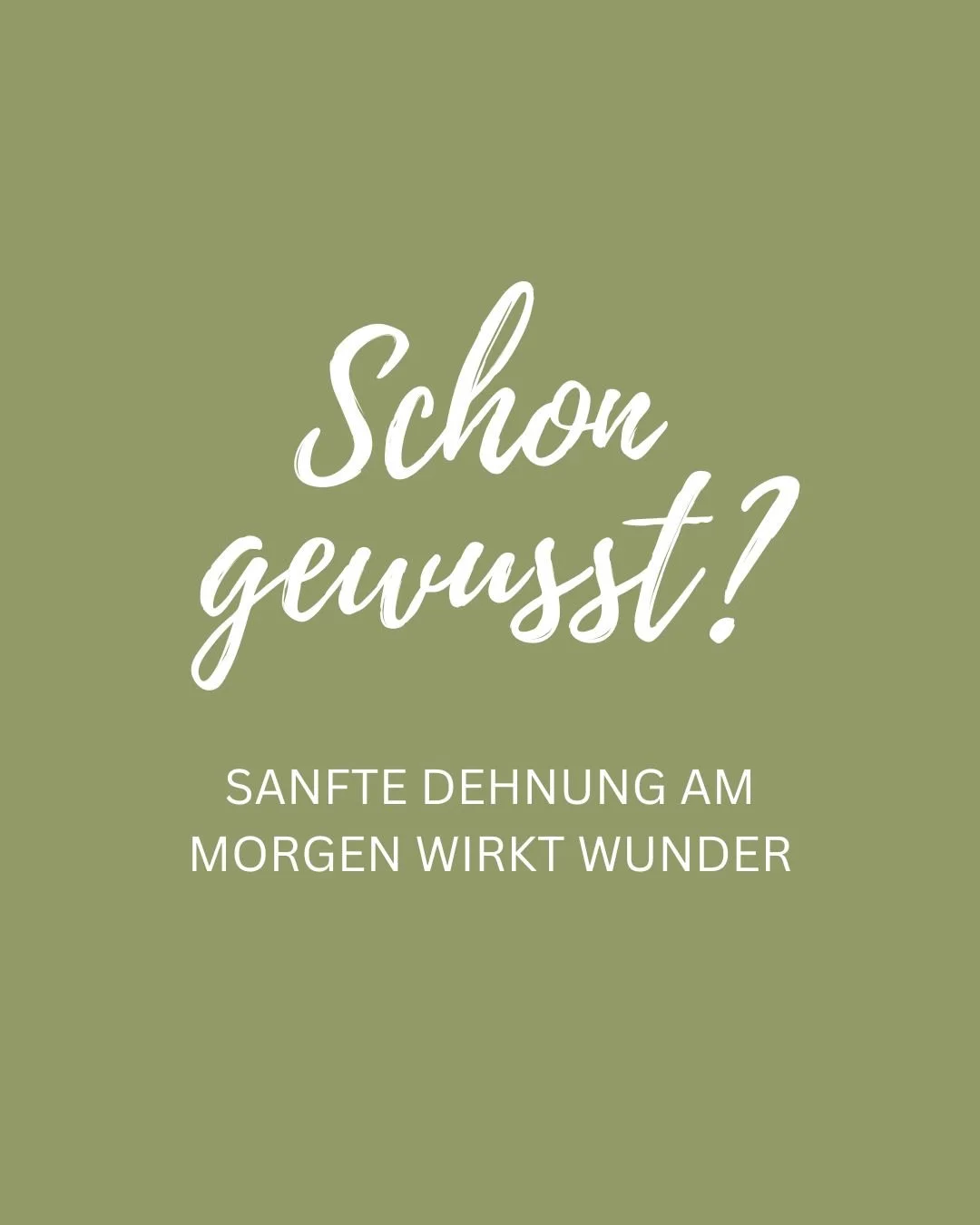 Schon kleine, ruhige Bewegungen am Morgen helfen dem K&ouml;rper, wach zu werden. 

Eine sanfte Dehnung l&ouml;st Spannungen, bringt den Atem in Fluss und schafft dir einen klaren Start in den Tag.

Deine Mini-&Uuml;bung:
🧘&zwj;♀️ Arme &uuml;ber den