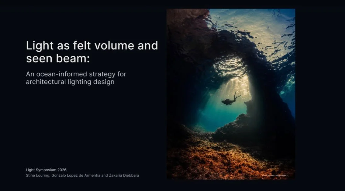 Body/Light Dimensions 🌟 Light as Felt Volume and Seen Beam 🌟 Paper for Light Symposium 2026 🌟 Authored by Professional Diver and Lighting Designer in spe @goni.lda, Architect and Neuroscientist Zakaria Djebbara, and me (a Sensory Anthropologist) ?