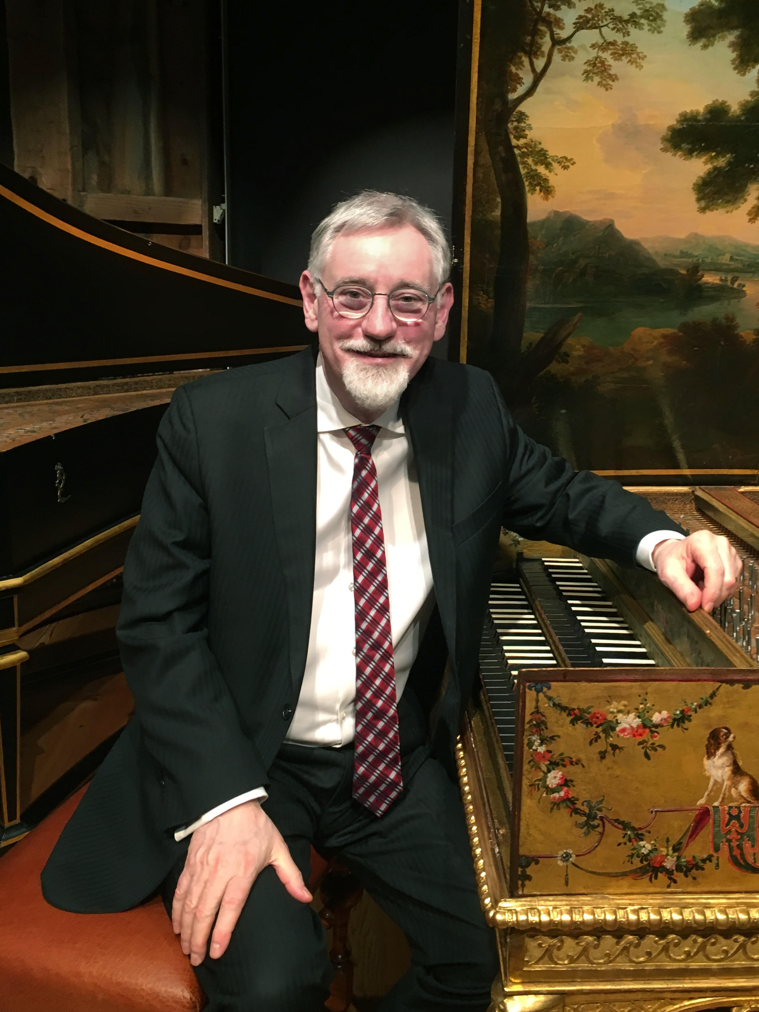 Davitt Moroney seated at harpsichord