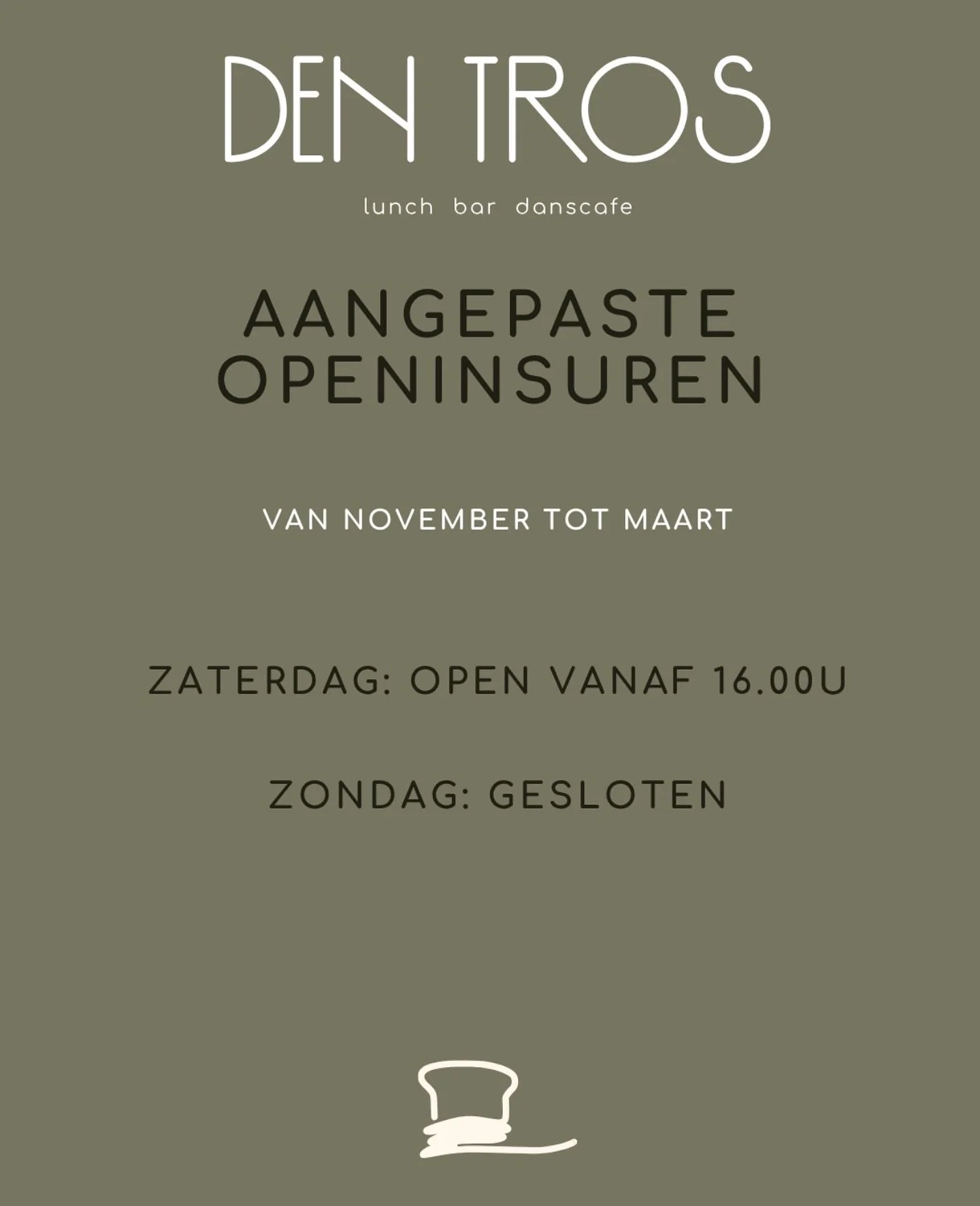 Tijdens de donkere maanden zien onze openingsuren er een beetje anders uit.