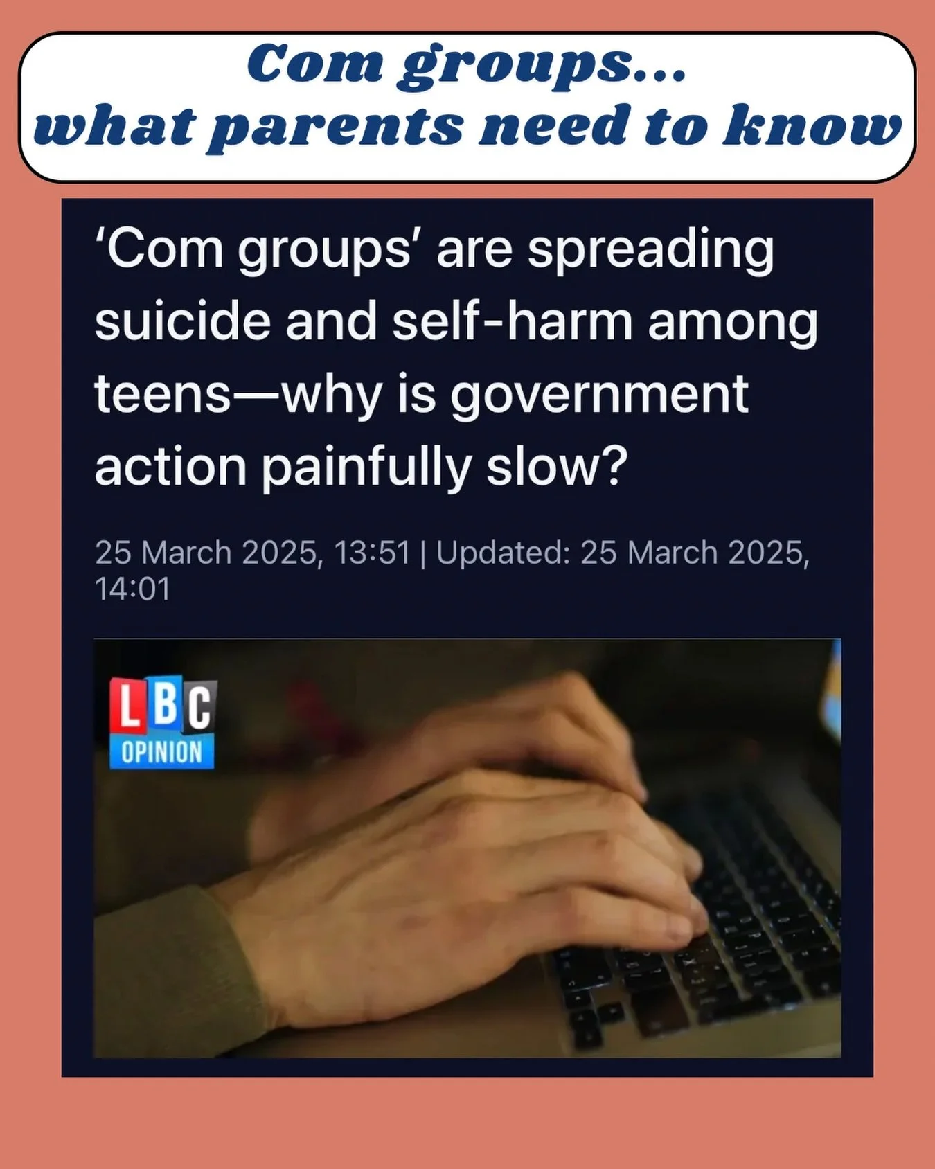 📱What are &ldquo;com groups&rdquo;? They&rsquo;re harmful online networks that groom and manipulate young people into self-harm, suicidal behaviour and even extreme violence. ￼

👀 What parents should know: These groups use social chats, gaming plat
