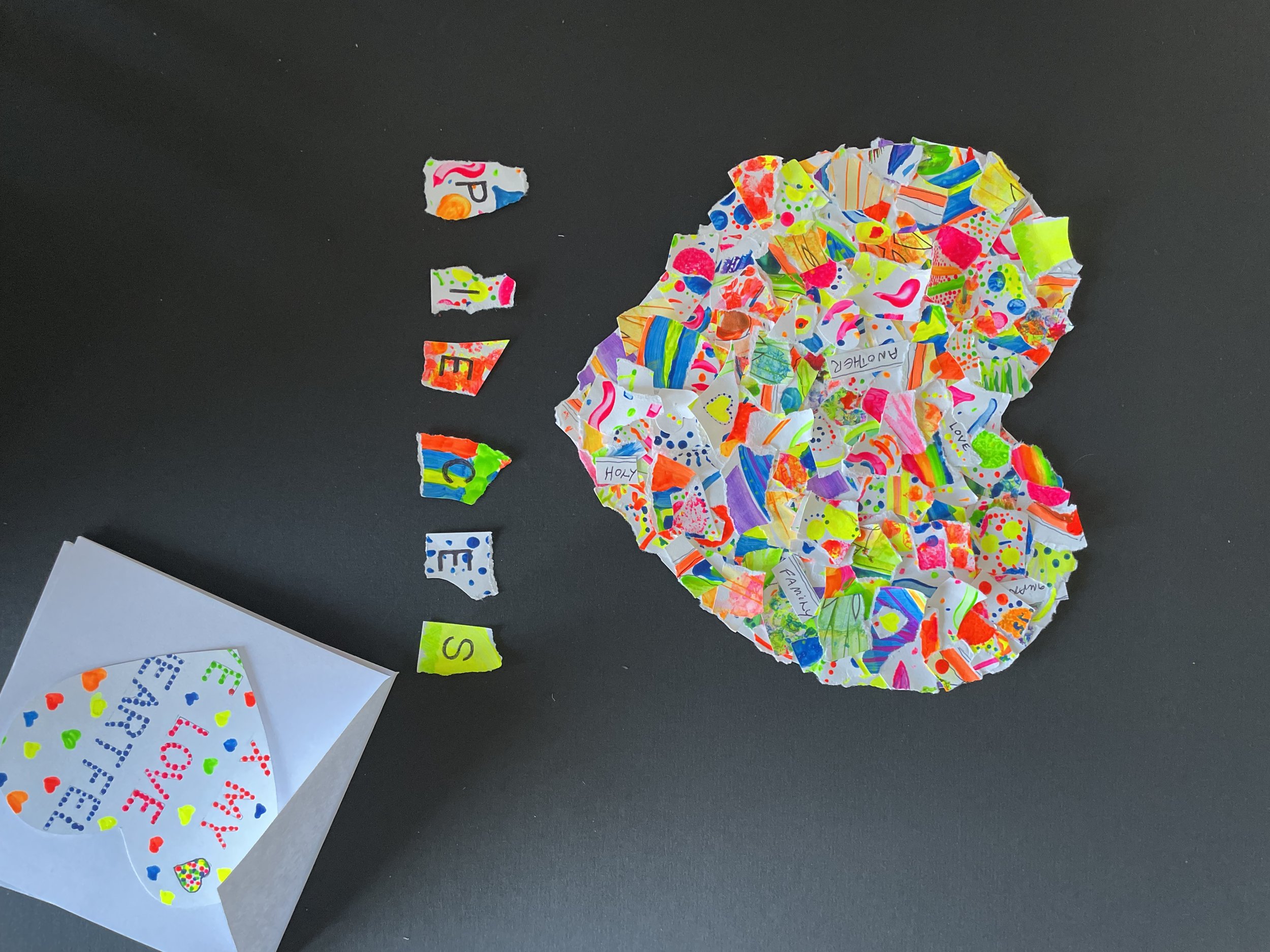 collaborative project: acrylic on paper - topic: torn to pieces and put back together again as something new