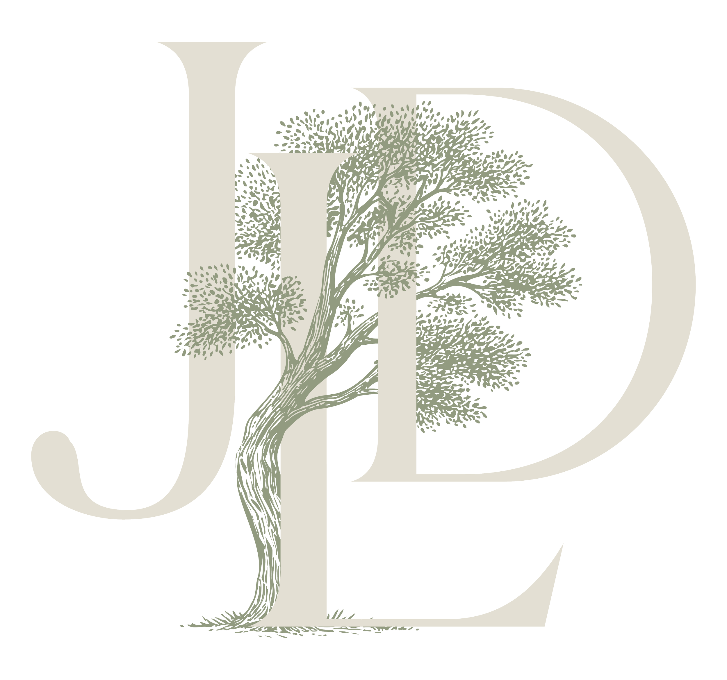 Stylized letter 'J' and 'D' with a tree integrated into the design.
