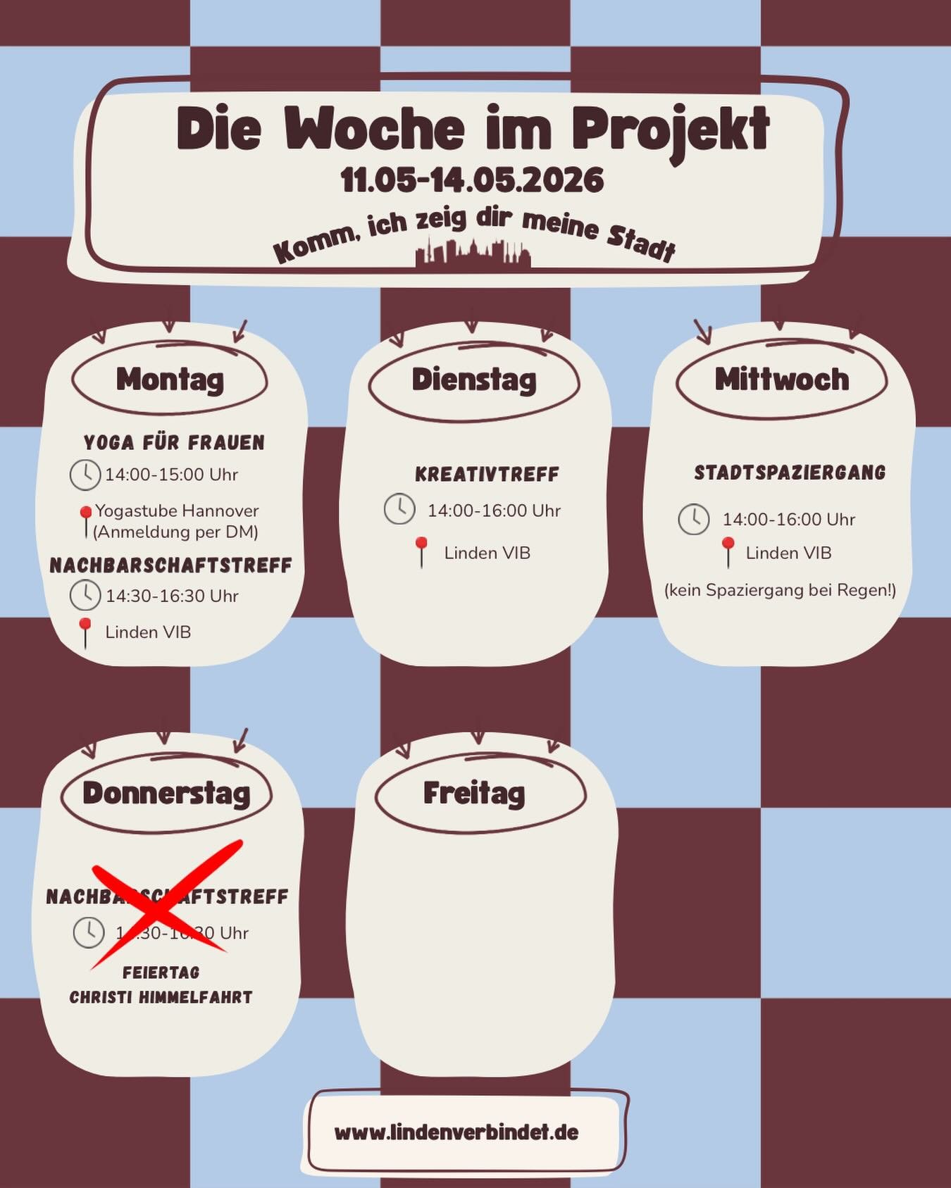 Unser Plan f&uuml;r die kommende Woche! Komm vorbei, wir freuen uns auf dich!

#lindenverbindet 
#kommichzeigdir
#bgzvorort 
#hannoverlinden
#sprachcaf&eacute;