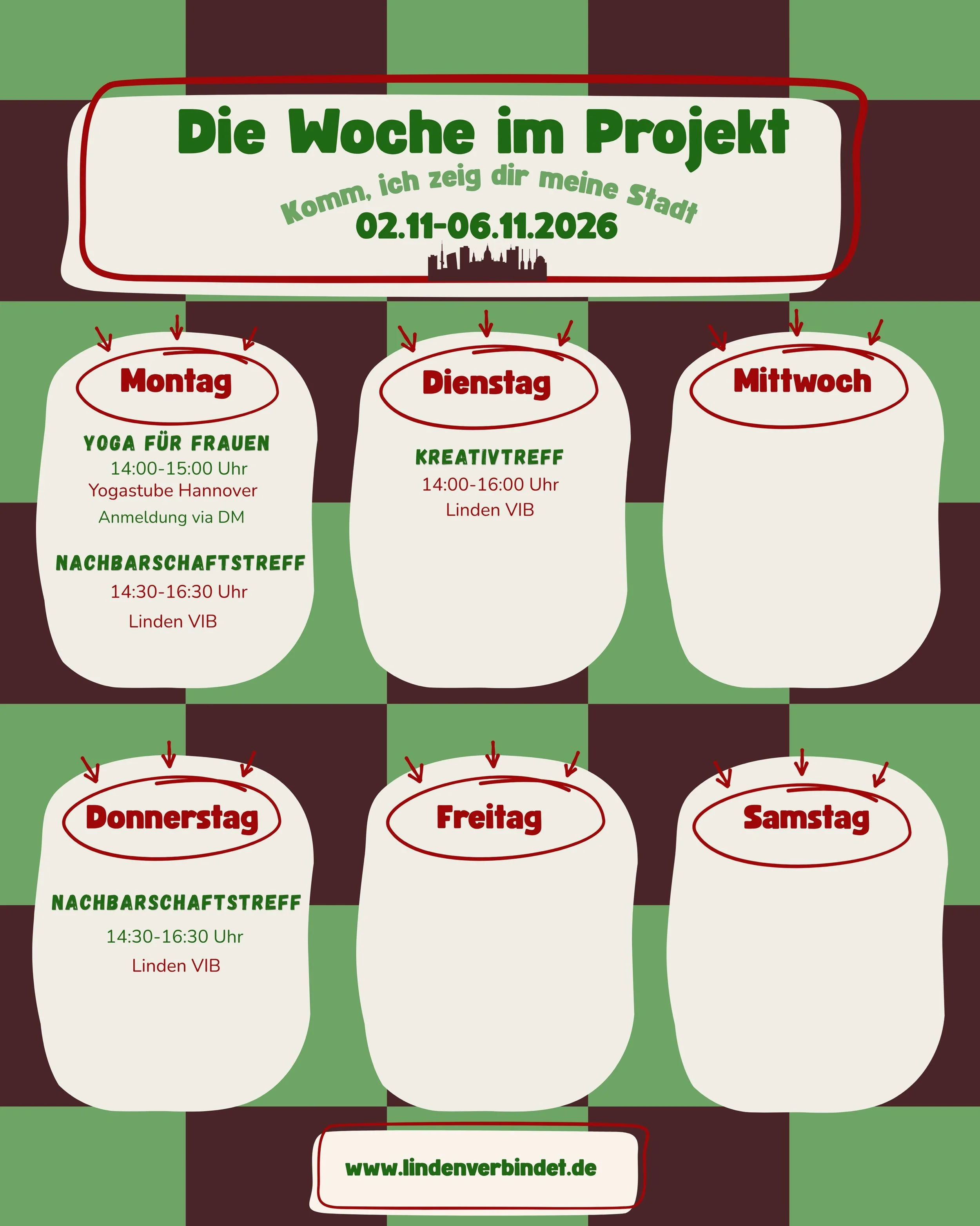 Unser Programm f&uuml;r die n&auml;chste Woche. Bist du dabei 😊 

#bgzvorort #lindenverbindet #yogahannover #sprachcaf&eacute;