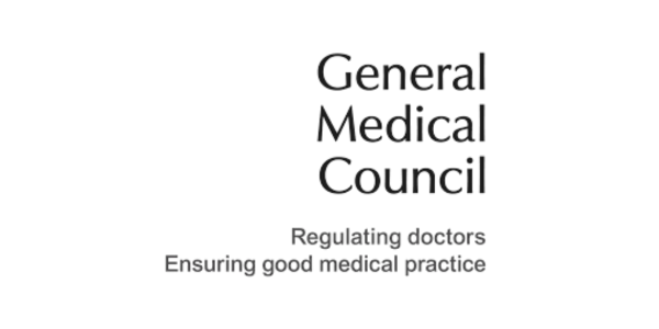Logo of the General Medical Council with the tagline 'Requiring doctors. Ensuring good medical practice' underneath.