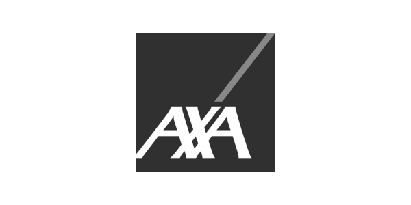 Black and white AXA insurance logo with a diagonal line above the text.
