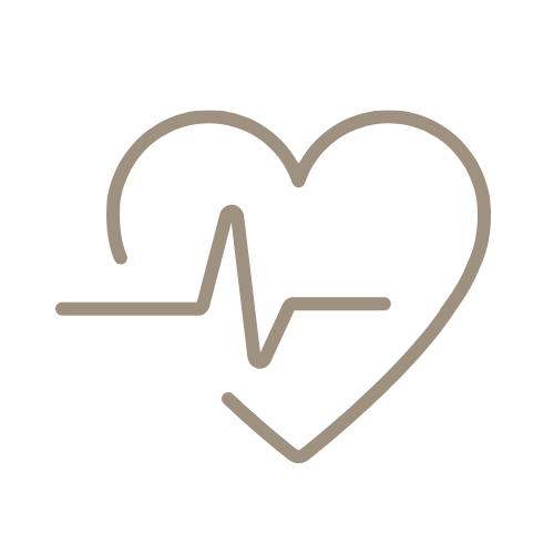 A line drawing of a heart with an EKG heartbeat line running through it.