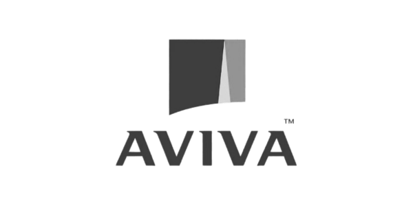 Black and white Aviva logo with stylized icon and text