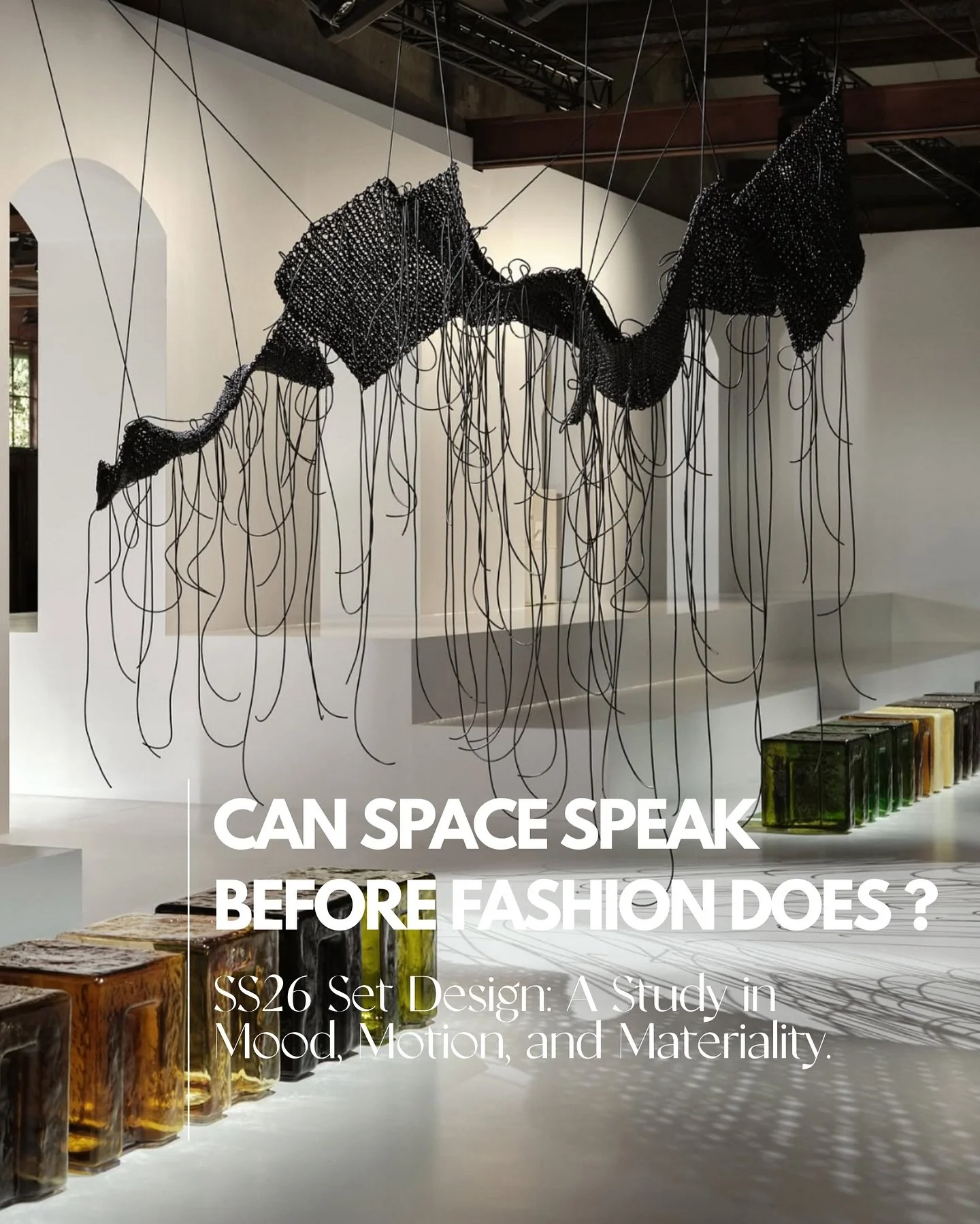 | Can space speak before fashion?

This season, it certainly tried to. As scenography becomes central to storytelling, SS26 blurred the boundary between architecture and attire,  where a set isn&rsquo;t just backdrop, but dialogue. The runway no long