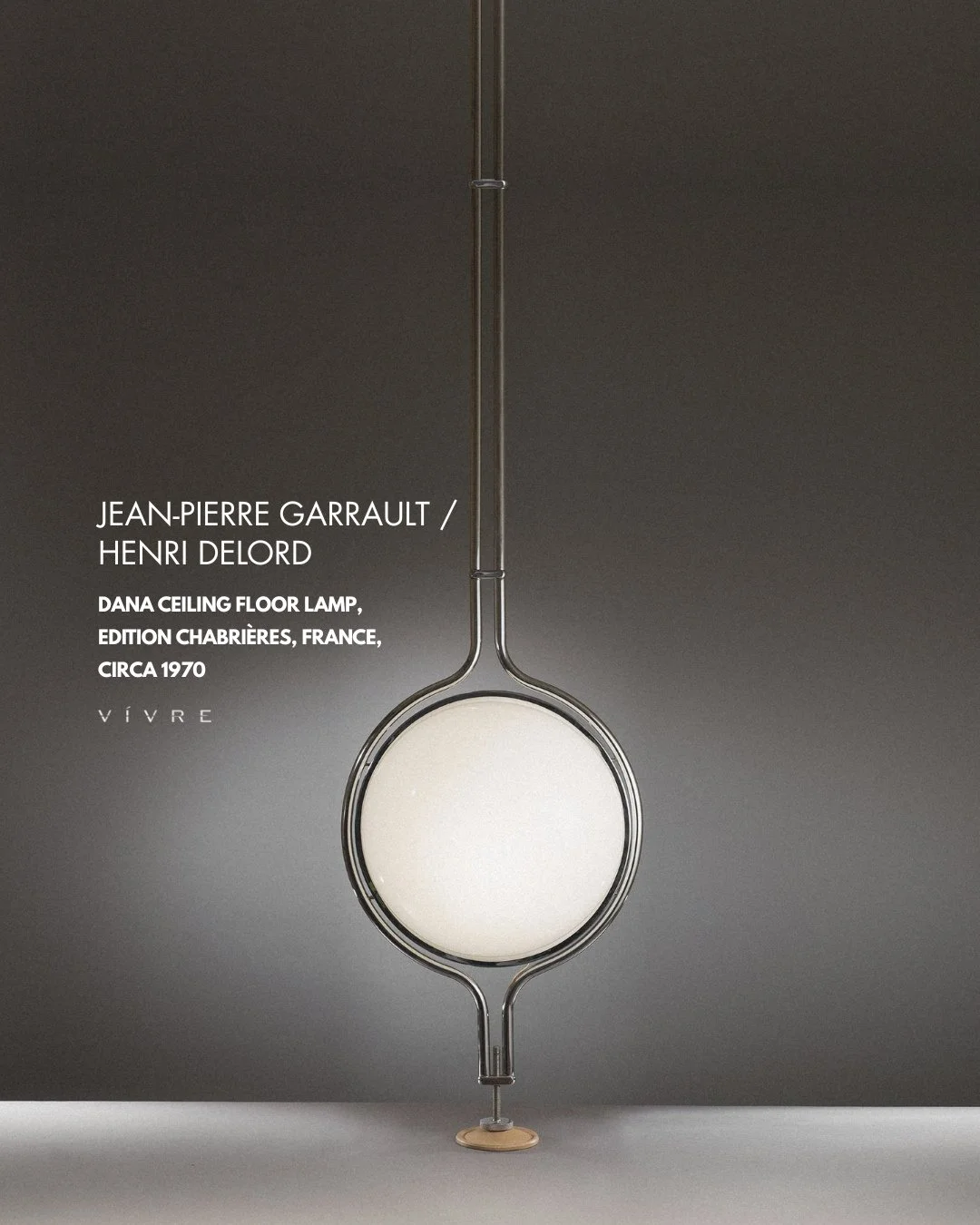 | V&iacute;vre Edit:⁠
⁠
One of our favourites. Watch for its appearance in our upcoming project. Beautiful piece.⁠
⁠
Jean-Pierre Garrault / Henri Delord⁠
Dana ceiling floor lamp⁠
Chrome-plated metal and perspex, Edition Chabri&egrave;res, France, cir