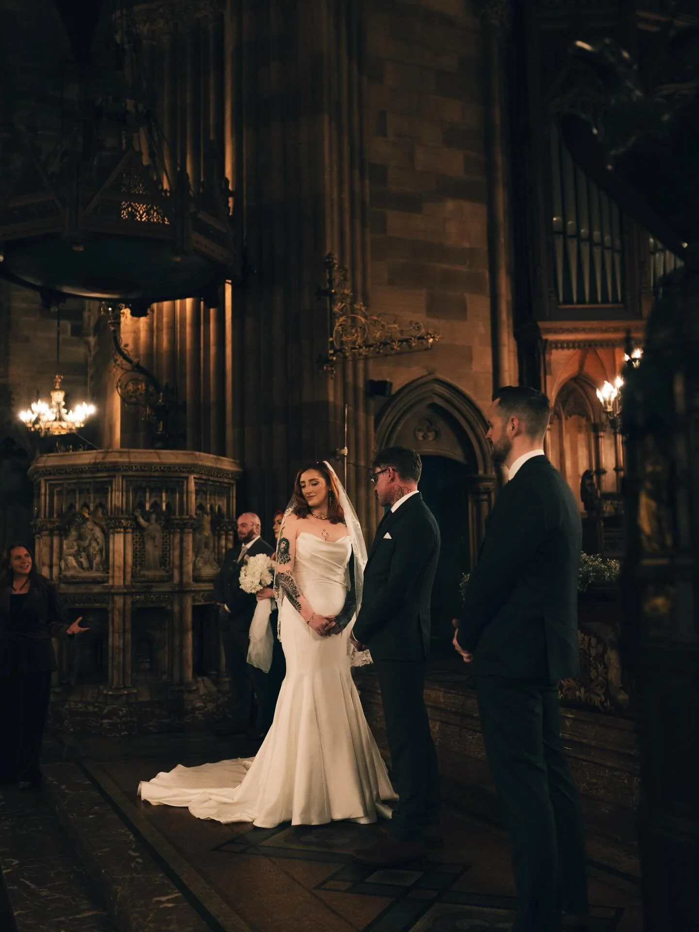 This space keeps on giving&hellip; every corner of this architectural gem changes depending on the light and the season. 
At dusk, the last of the sunlight hit the sculptures and details in the gothic church just right, while the warm glow of the cha