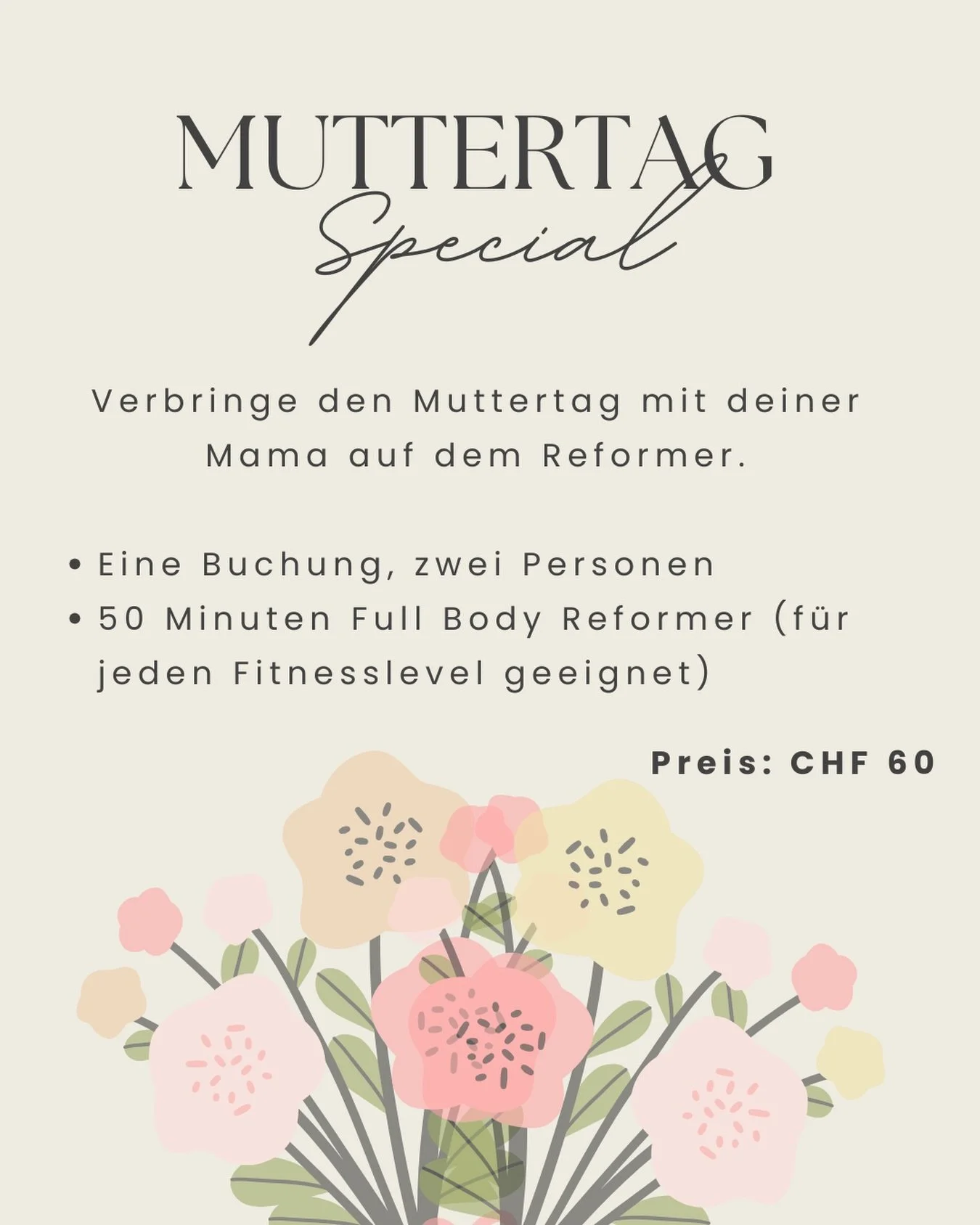 Mother&lsquo;s Day, but make it meaningful 🤍

Dieses Muttertag Special ist eure gemeinsame Auszeit: Reformer Pilates, Zeit zu zweit und neue Energie.

Verschenke eine Stunde, die euch beiden gut tut.

#reformerpi̇lates #mothersday #pilatesstudio #kr