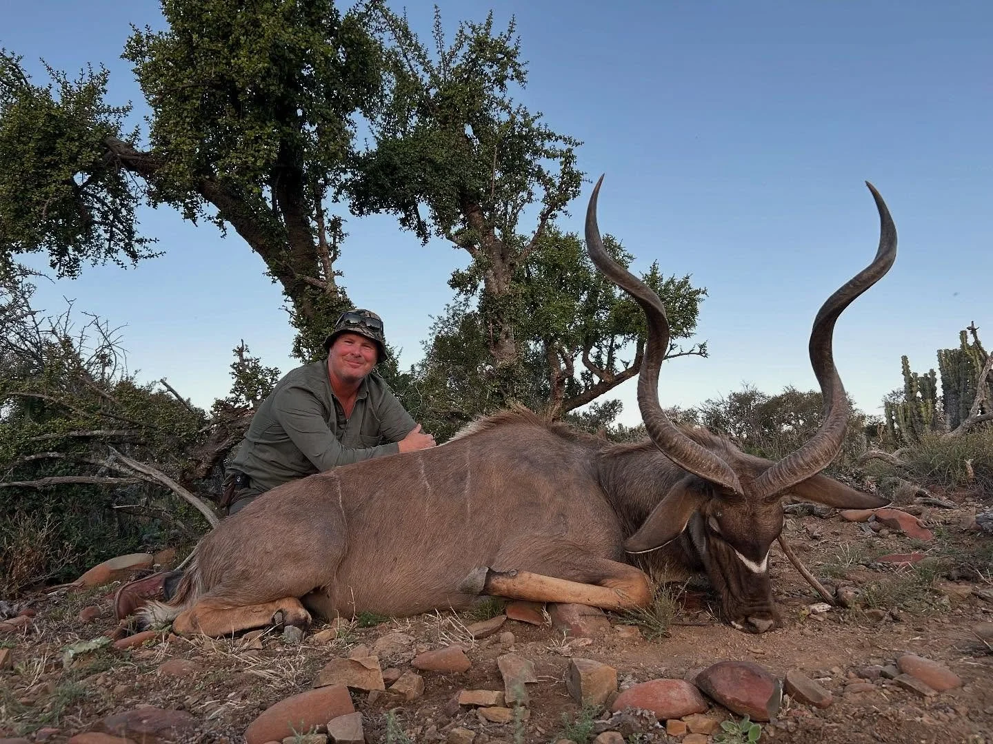 Grace, power, and the unmistakable spiral horns of Africa&rsquo;s grey ghost. 🦌
An unforgettable encounter on our South African plains &mdash; where every hunt is ethical, fair chase, and filled with adventure. 🙌🏻

-
#AfricanSafari #KuduHunt #Hunt