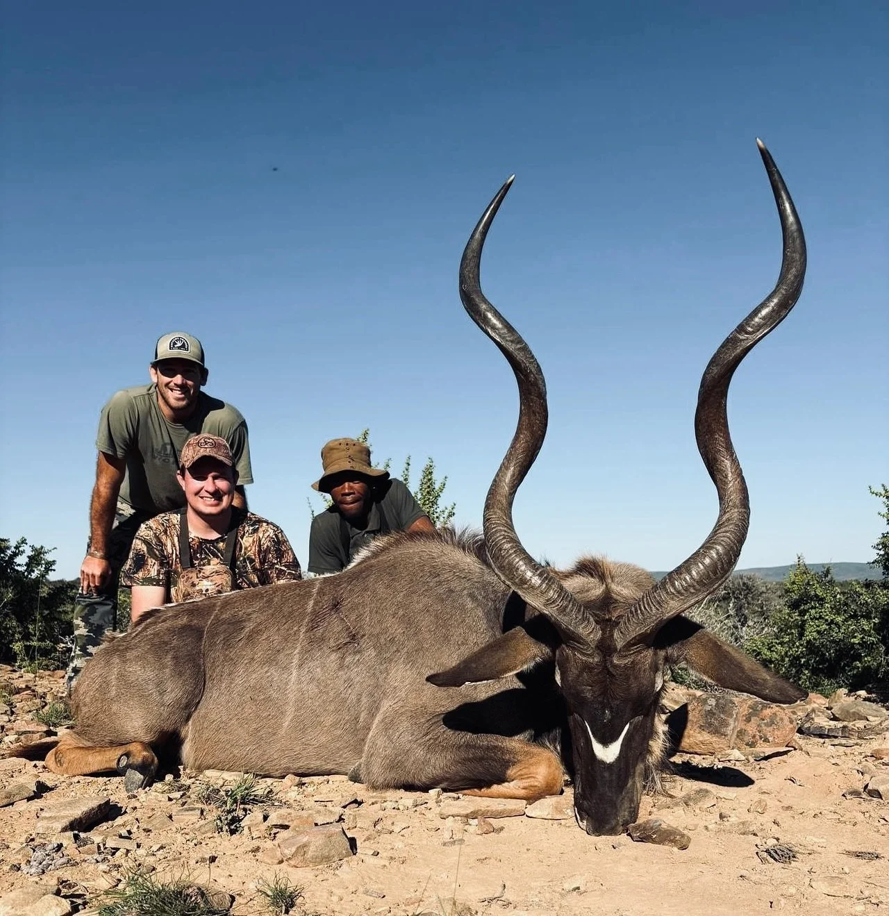 Chad with a beautiful free range East cape bull. 

This was one of the first bulls of the season for us.. hunted in late May&hellip; when the bulls are out and moving around getting ready for the rut. It is an amazing time of the year to hunt Kudu! 
