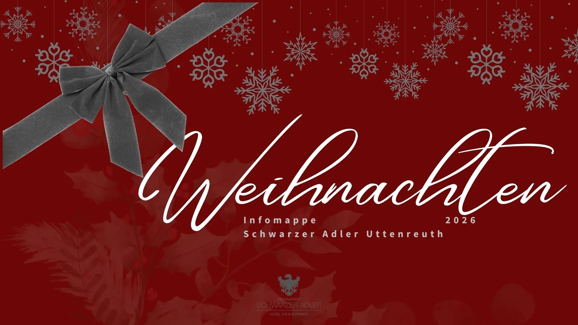 Weihnachtsfeier im Schwarzen Adler Uttenreuth – Übersicht unserer Räumlichkeiten, Menüs und Preise für die Vorweihnachtszeit 2026