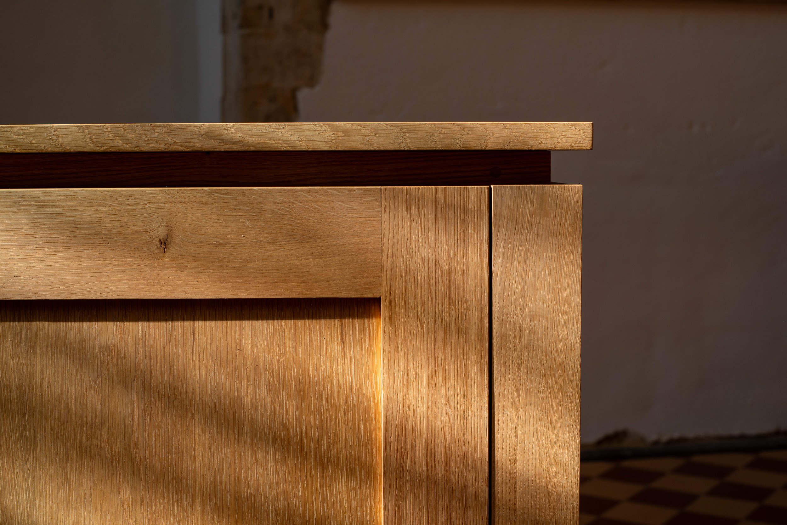 Serving counter on casters, Church Kitchen, Suffolk, Sutherland Joinery