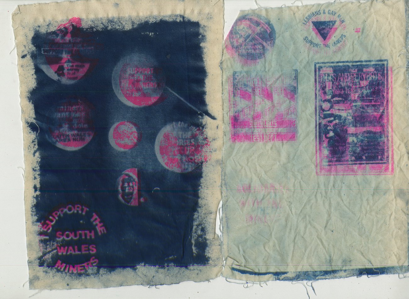 Cyanotype and screen printed badges.