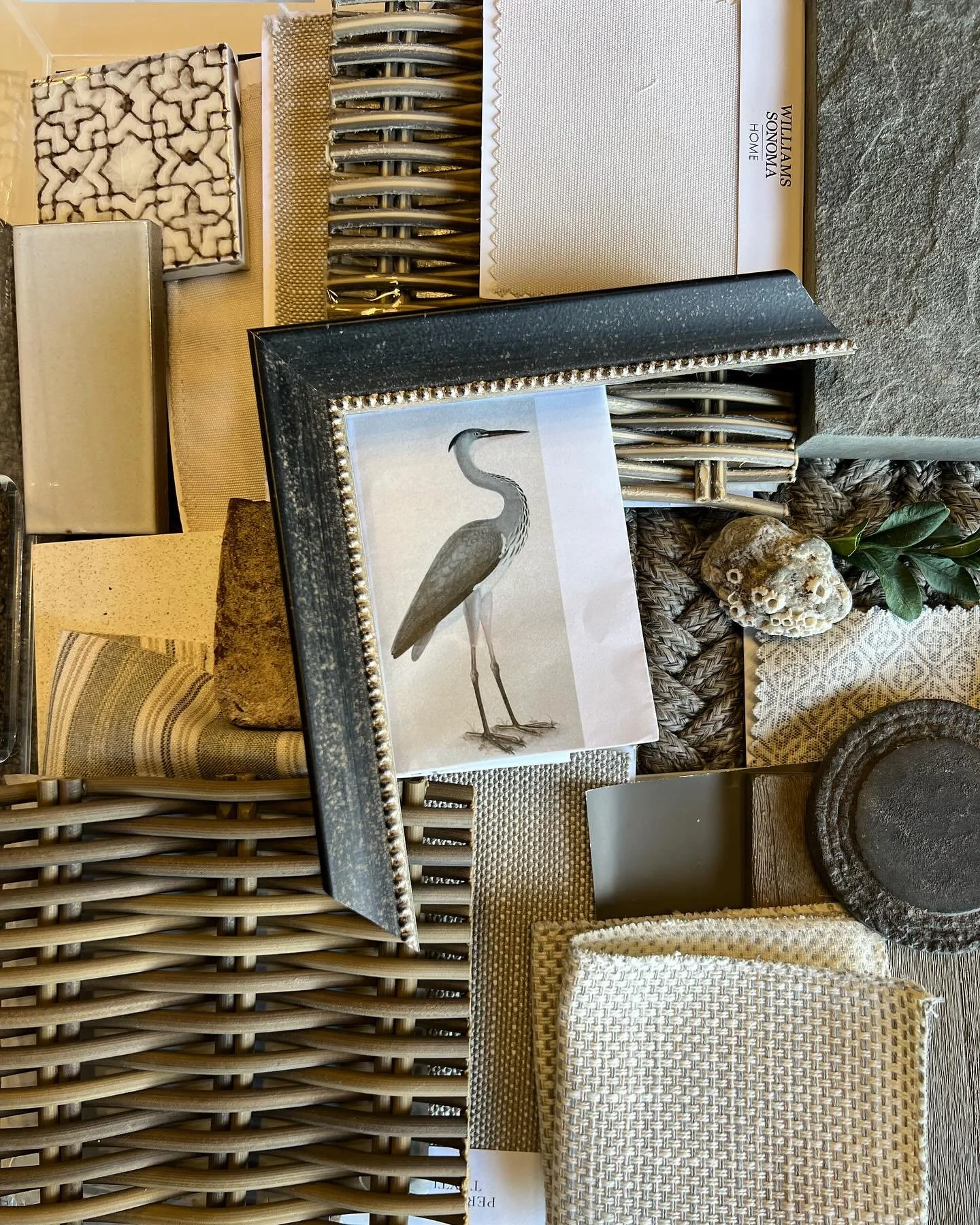 Scheming with our exterior and entry finishes so we can select the right frame for a beautiful heron print that will hang in the flood level entry at #dfi_kiawahcottage. @allison.and.ross